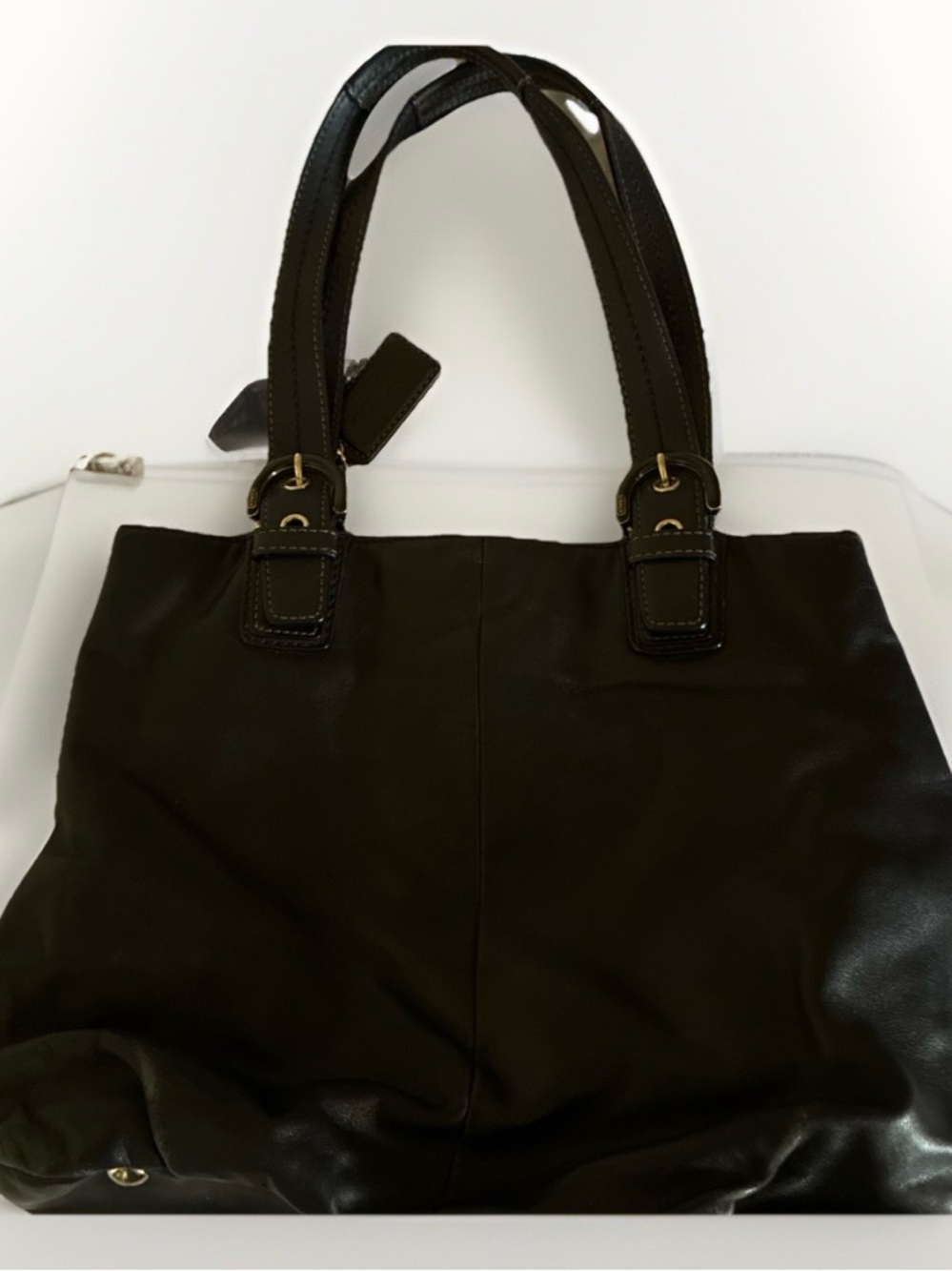 COACH Soho North South Soft Black Leather Tote Shoulder Bag-F17216 Great Quality - Picture 3 of 11